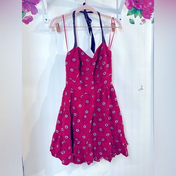 Free People Red and White Sleeveless Sundress Sz 4 - Picture 2 of 7